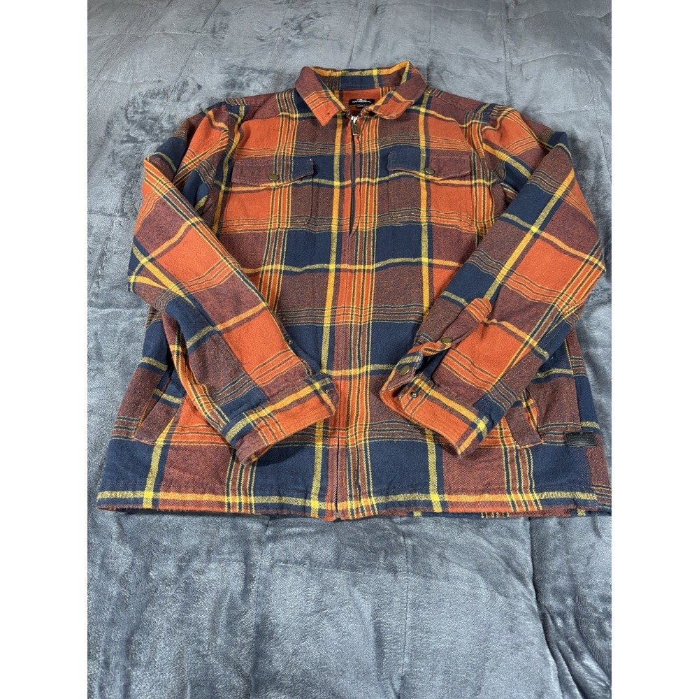 O'neill Lodge Red Flannel Full Zip Jacket Mens Size L grunge, skater hipster